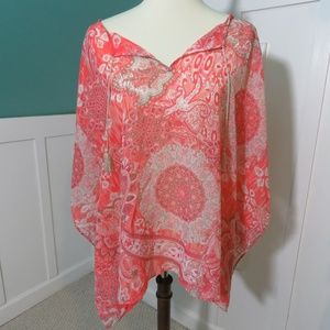 CORAL Peasant Blouse CHICOS S M Tunic TOP